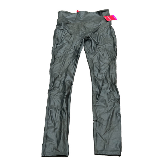 NWT Spanx Womens Shape Faux Leather Stretch High Waist Ankle Leggings Size L - Picture 1 of 9